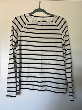 Market & Spruce Black and White Striped Long Sleeve Top